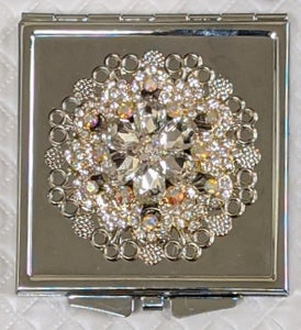 Ornate Crystal Compact Mirror