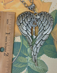 Beautifully detailed Angel Wing pendant measures 2-1/2" x 1-3/4".