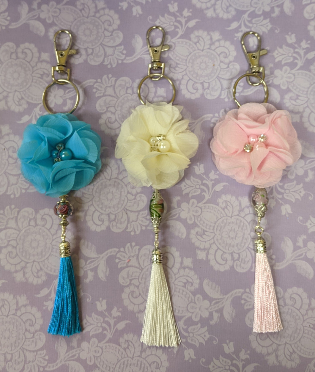 Organza Flower Keychain