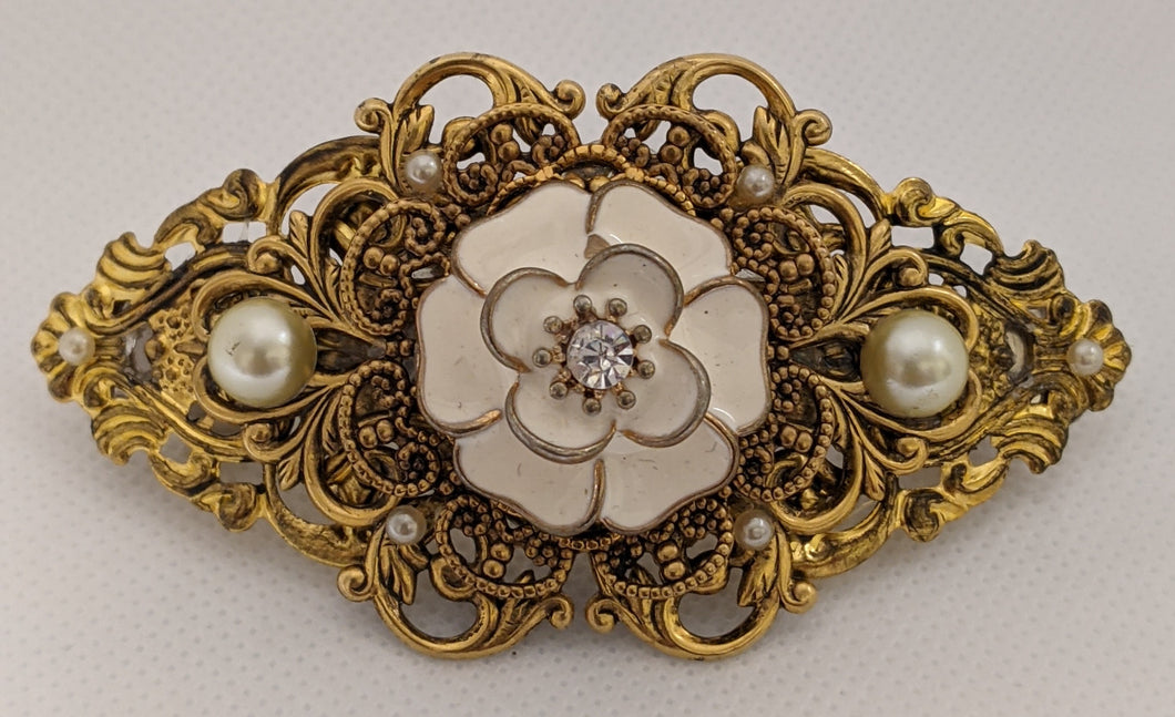 Ivory Flower Filigree Barrette