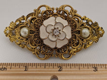 Load image into Gallery viewer, Ivory Flower Filigree Barrette
