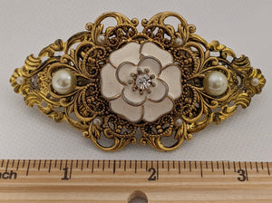 Ivory Flower Filigree Barrette