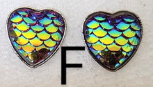 Load image into Gallery viewer, Mermaid Scale Heart Stud Earrings
