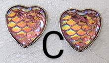 Load image into Gallery viewer, Mermaid Scale Heart Stud Earrings
