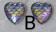 Load image into Gallery viewer, Mermaid Scale Heart Stud Earrings
