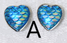 Load image into Gallery viewer, Mermaid Scale Heart Stud Earrings
