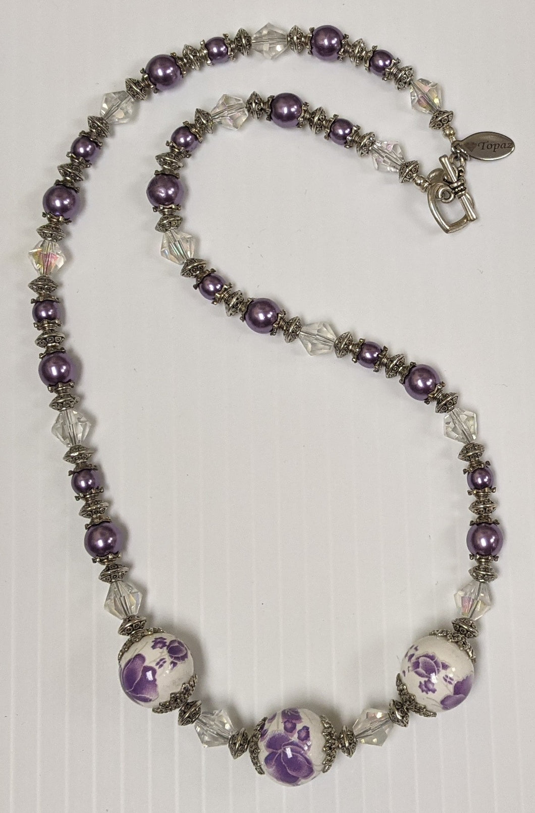 Purple Rose Beaded Necklace