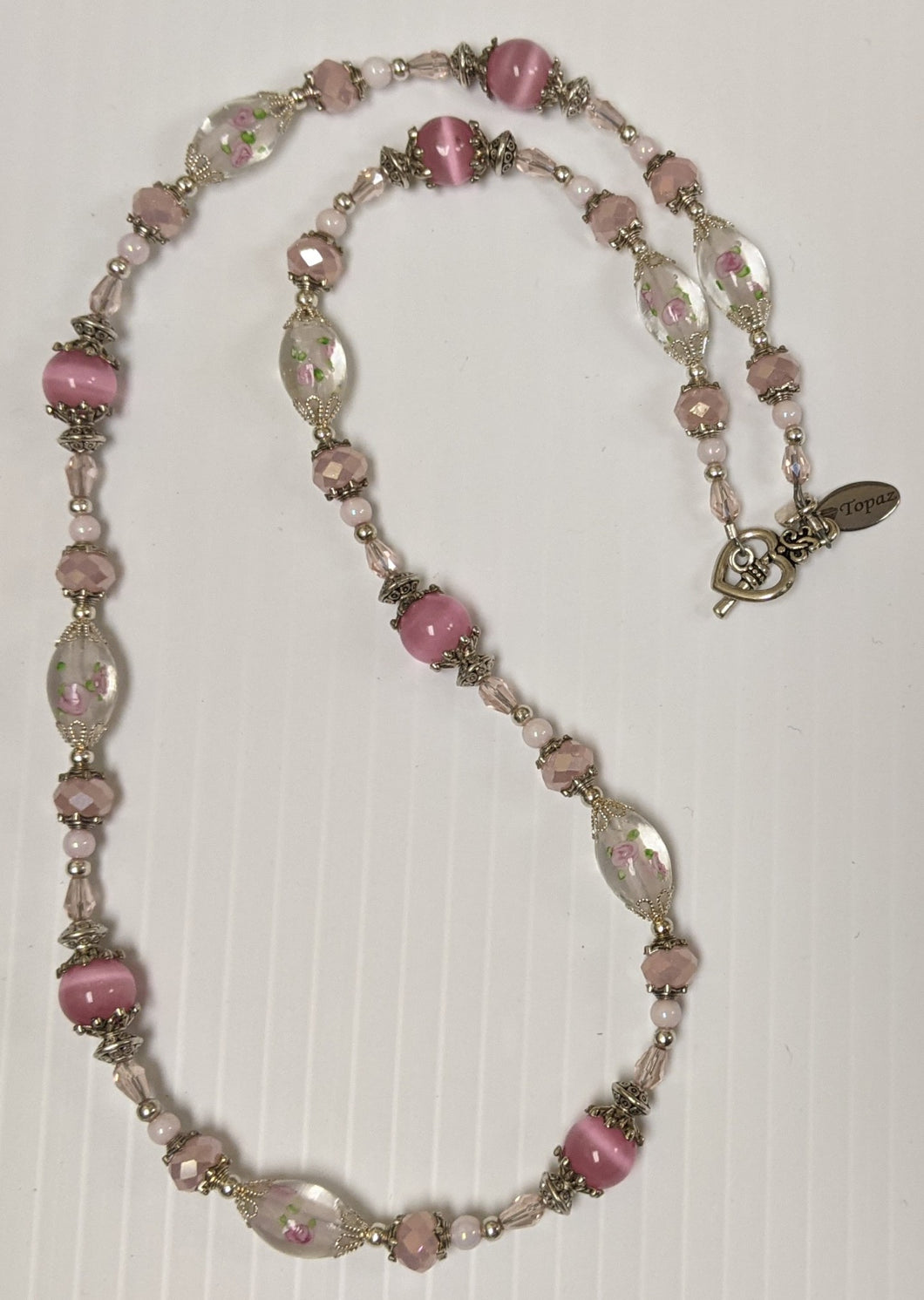 Pink Rose Beaded Necklace