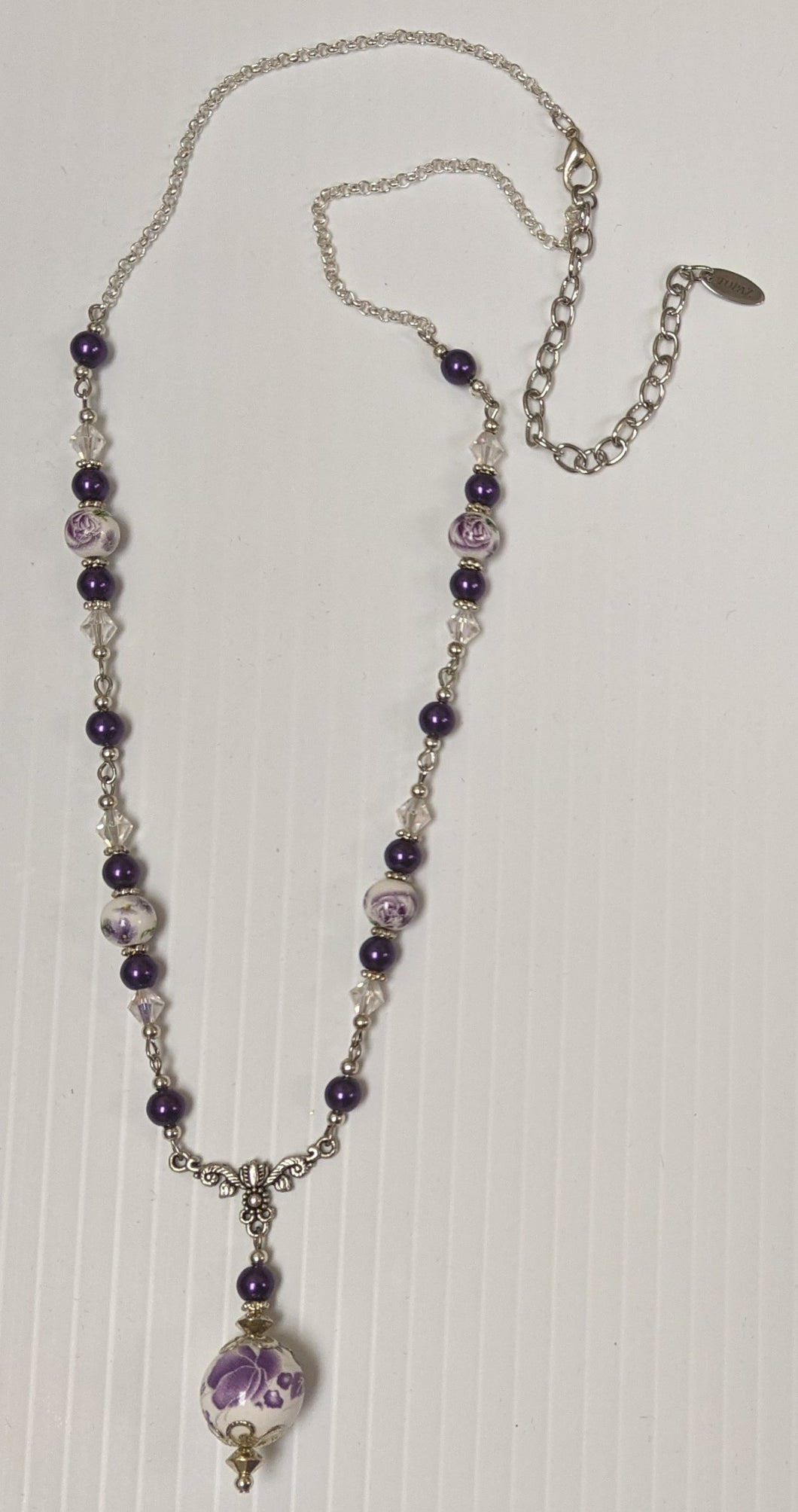 Purple Rose Drop Necklace