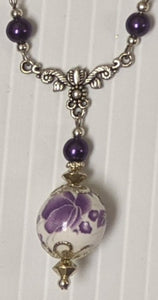 Purple Rose Drop Necklace