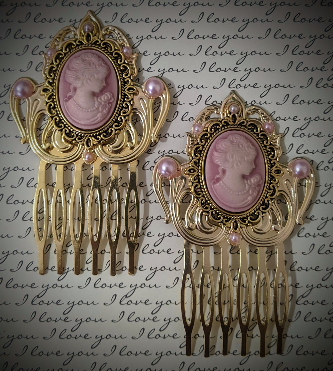 Victorian Cameo Hair Combs